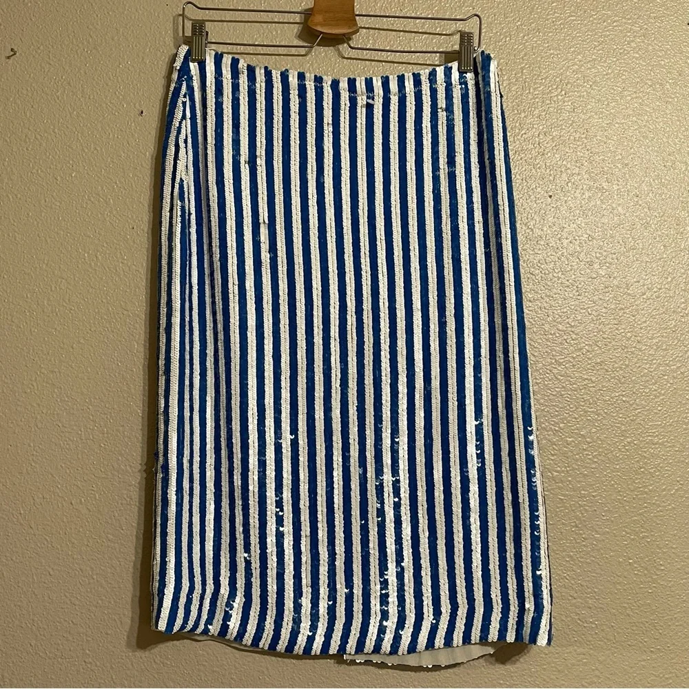 J.Crew Collection Striped Sequin Skirt Style G3573‎ Luxury Pencil Skirt - Picture 2 of 13